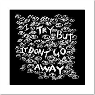 I Try But it Don’t Go Away - Wall of Eyes - Illustrated Lyrics - Inverted Posters and Art